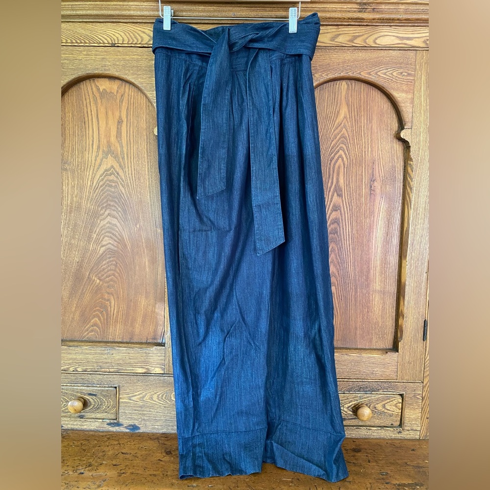 Jarbo 2 M 8 dark denim high paperbag tie waist pants w flaw